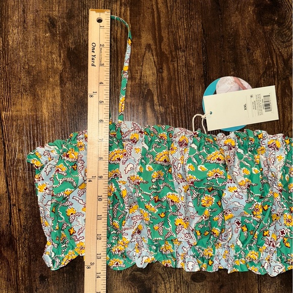 Rhode x Target Top Womens XXL Green Floral Stripe Crop Whimsical Y2K Boho NEW - Picture 8 of 8